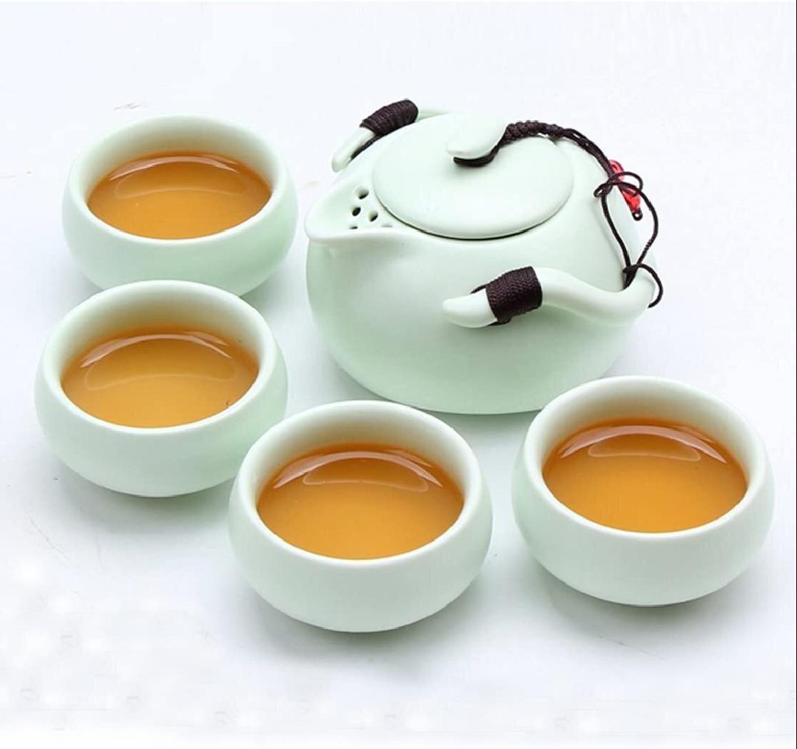 3.5 oz Capacity Small Green Clay Tea Leaf Teapot