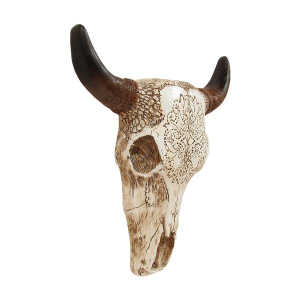 Bull Head Resin Wall Decoration Cow Skull Head 3D Bull Head Animal Sculptures Skull Figurines Crafts Horns Home Garden Yard Ornament