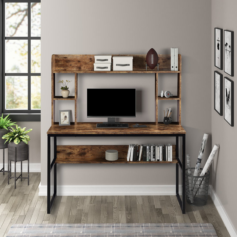 17 Stories Home Office Computer Desk With Hutch, 47 Inch ... Desk hutches are a great option, holding books, binders, etc without taking up extra square footage.