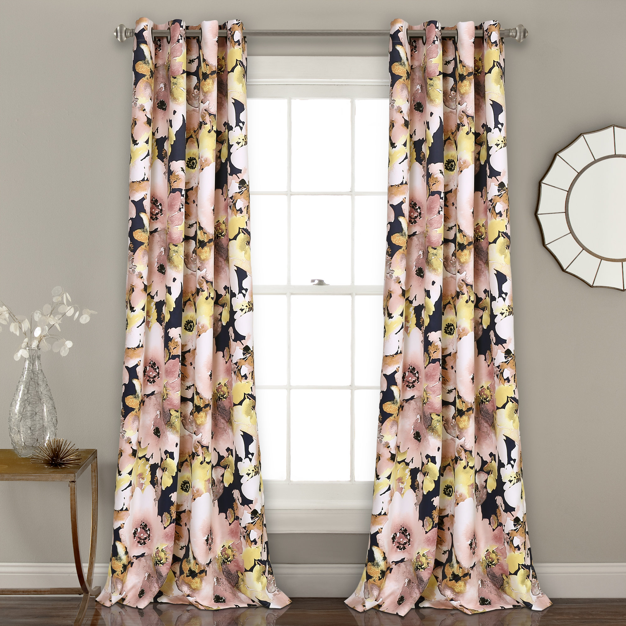 Brayden Studio Eggen Floral Room Darkening Grommet Curtains Drapes