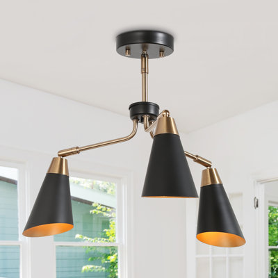 Dalisia 3-light Rustic/Farmhouse Black Semi Flush Mount