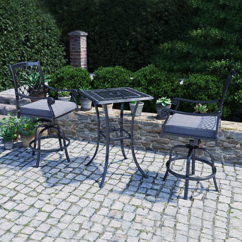 Martha Stewart Vicarage 3 Piece Bistro Set With Cushions Wayfair