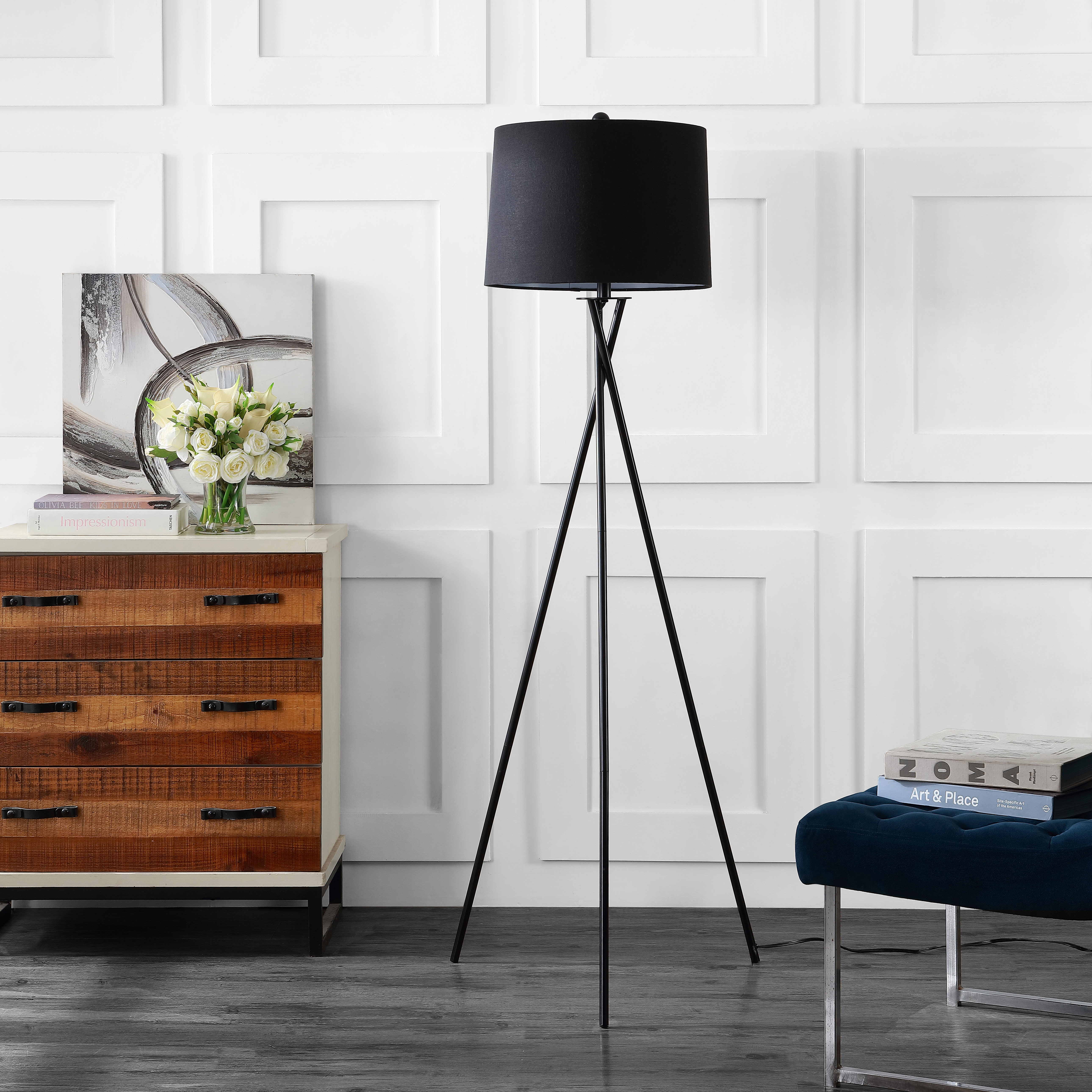 gray tripod floor lamp