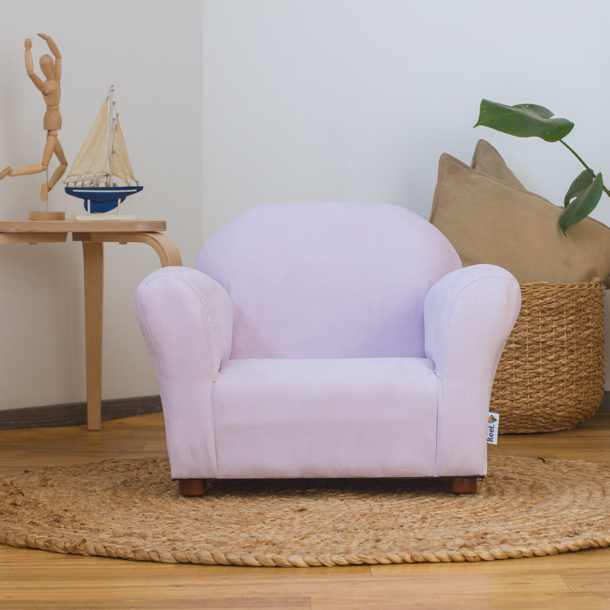 Upholstered Personalized Kids Chair Microfiber Suede Purple Microsuede 