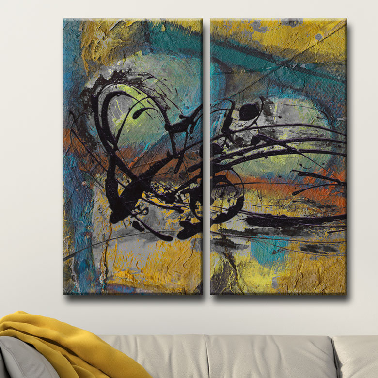 Wrought Studio Abstract Abs Vii 2 Piece Graphic Art On Wrapped Canvas Set Wayfair
