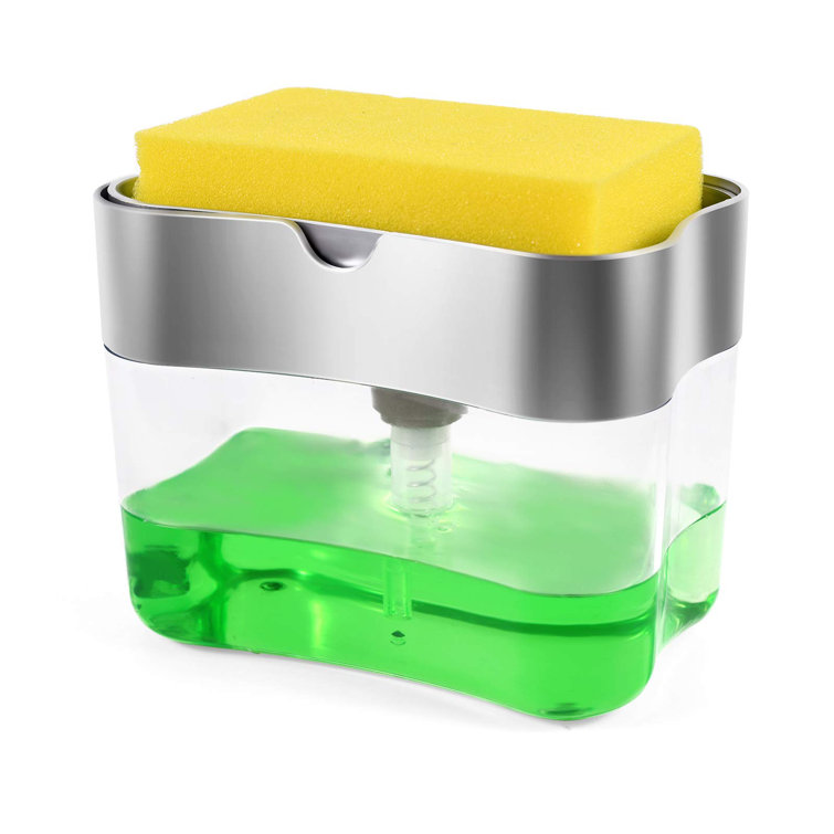 Soap Dispenser For Kitchen, Soap Dispenser And Sponge Holder 2 In 1,  Premium Quality Dish Soap Dispenser For Kitchen Sink, One Hand Soap Pump ...