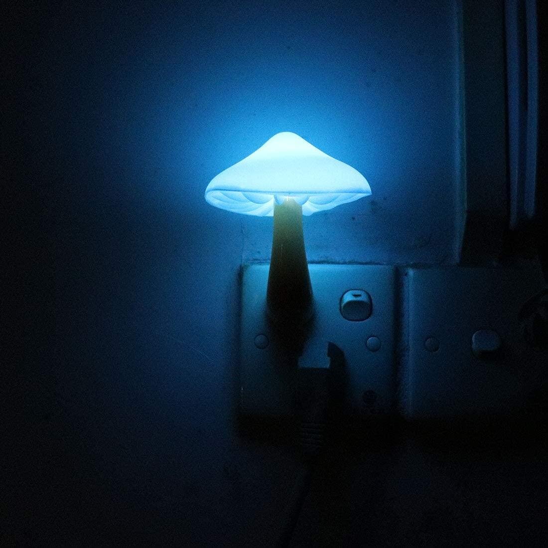 Color Rainbow Mushroom LED Night Light Plug-in Wall Lamp Bathroom Bedroom Gift