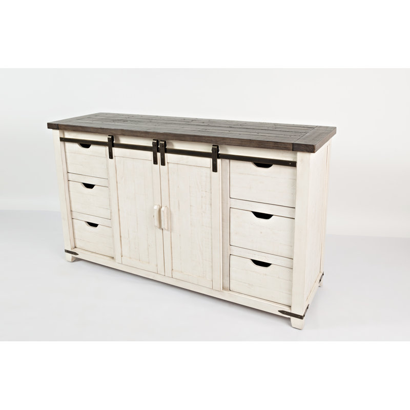Dustin 60 Wide 6 Drawer Pine Wood Credenza Reviews Birch Lane