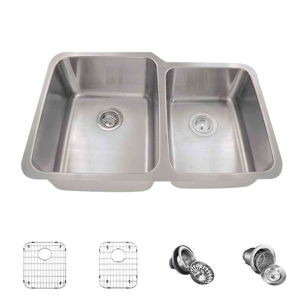 MRDirect Stainless Steel 32 X 21 Double Basin Undermount Kitchen Sink   Stainless Steel 32 X 21 Double Basin Undermount Kitchen Sink With Additional Accessories 