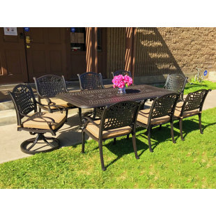 Go to store & view more images Campion 9 Piece Sunbrella Dining Set with Cushions by Fleur De Lis Living