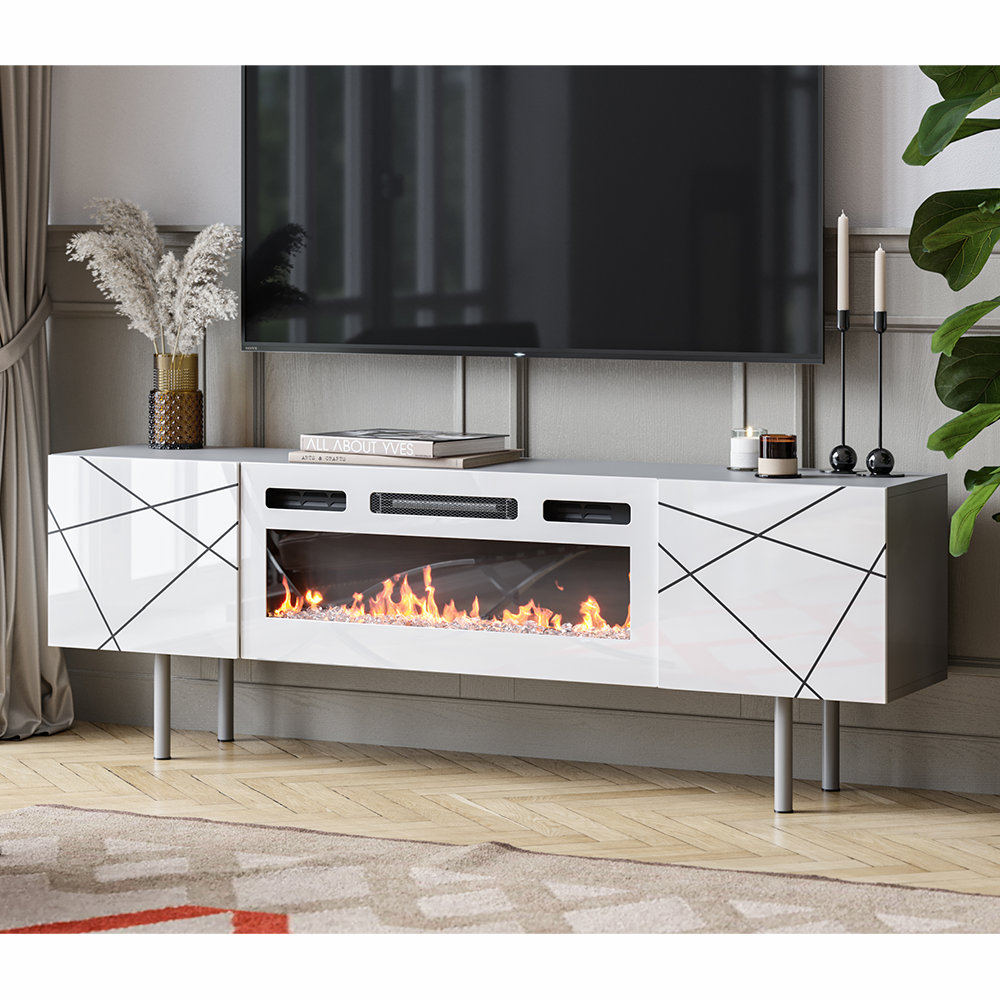 Orren Ellis Sermet TV Stand for TVs up to 70" with Fireplace Included & Reviews Wayfair