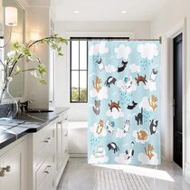 Animal Fabric Shower Curtain set Caroon Panda Bathroom Curtain With Hooks 71Inch 