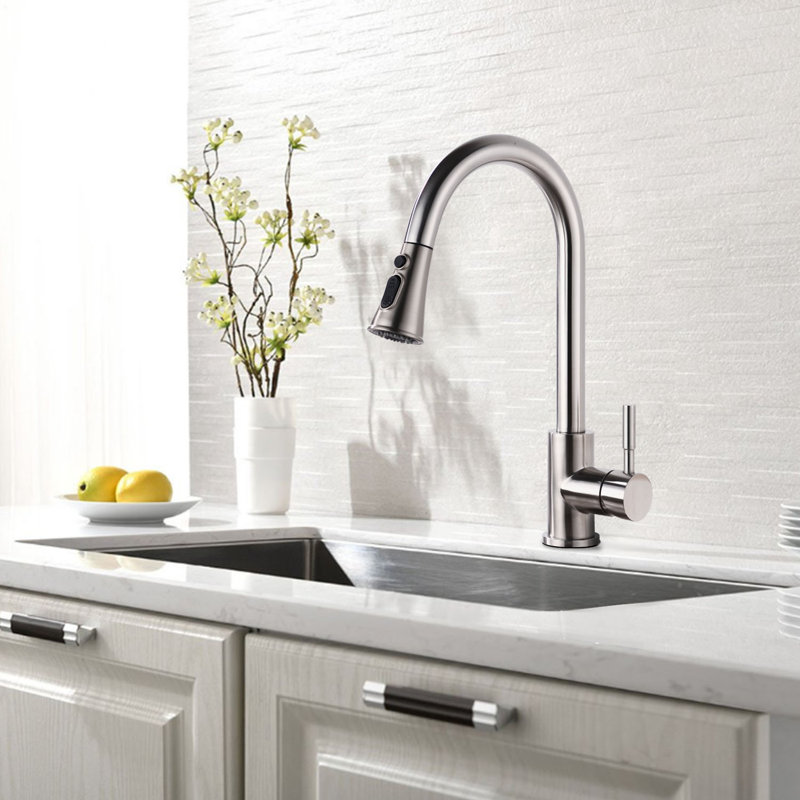 Watqen Pull Down Single Handle Kitchen Faucet Wayfair