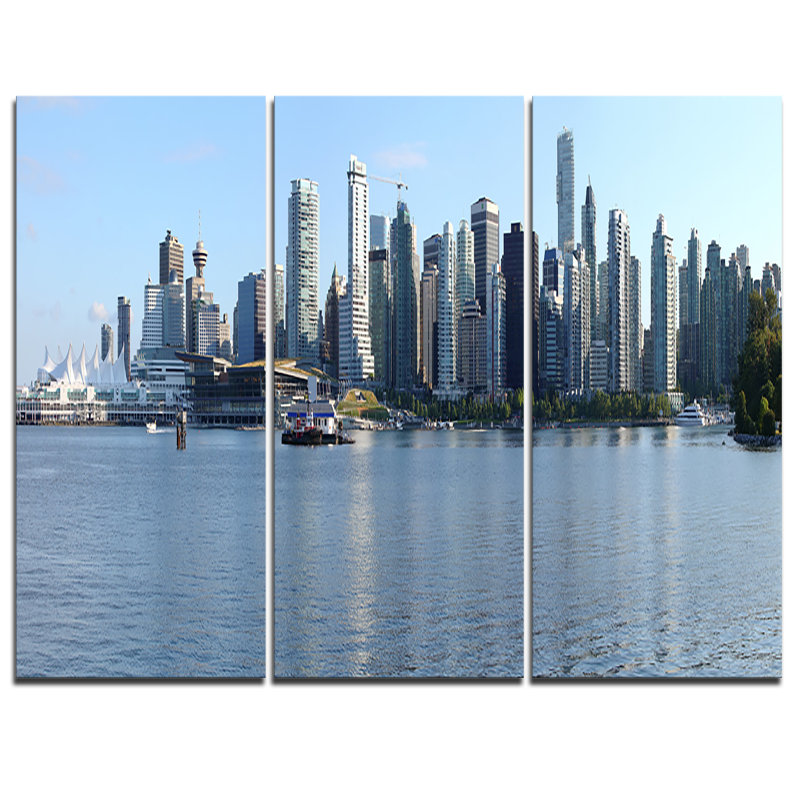 Designart Vancouver Bc Skyline Panorama 3 Piece Graphic Art On