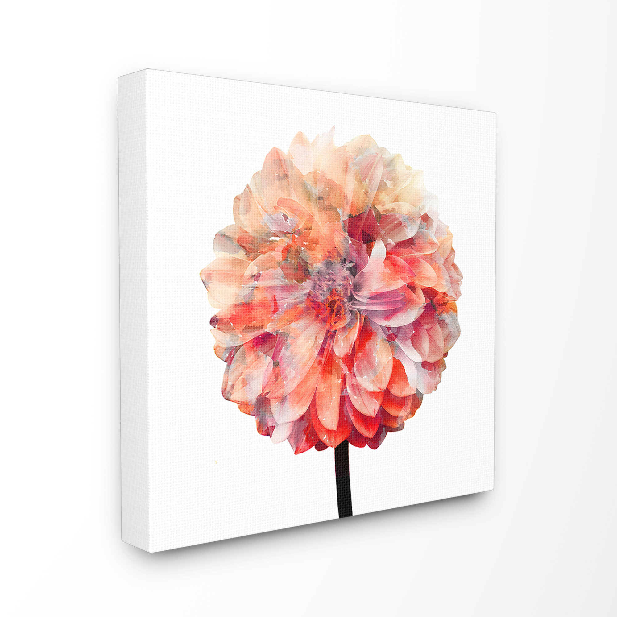 Ebern Designs Bright Coral Watercolor Bloom Dahlia Flower Wall Art Reviews Wayfair