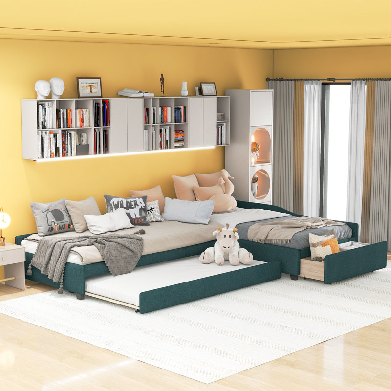 ( incomplete only of 3 box)Myslym Twin Daybed with Trundle Color: Green
