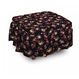 Vintage Rose Garden 2 Piece Box Cushion Ottoman Slipcover Set By East Urban Home