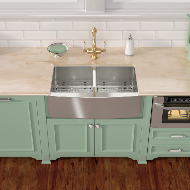36 Inch Stainless Steel 16 Gauge Apron Front Double Bowl 50/50 Farm Kitchen  Sink