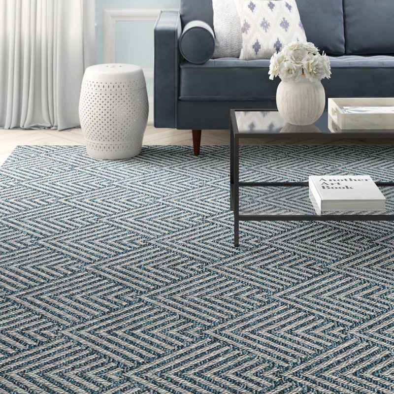 Landon Blue Geometric Indoor Outdoor Area Rug Reviews Joss Main Landon Blue Geometric Indoor Outdoor