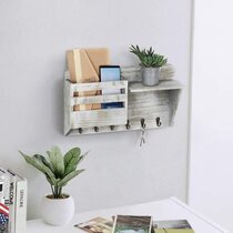 Kitchen & Office — Felt Letter Holder — Dark Grey mDesign Hanging Wall Organiser for Mail & Keys with 4 Large Pockets — Round Letter Organiser for The Corridor 
