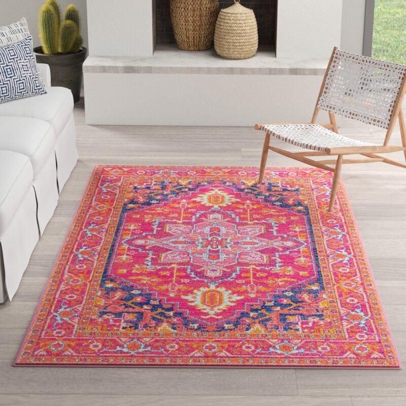 Mistana™ Christophe Blooming Pink/Orange Area Rug & Reviews