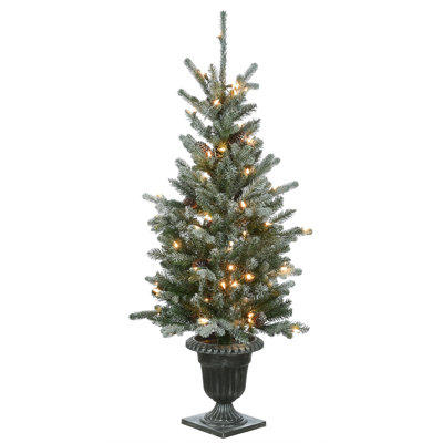 4 ft. Snowy Morgan Spruce Entrance Tree with Twinkly LED Lights