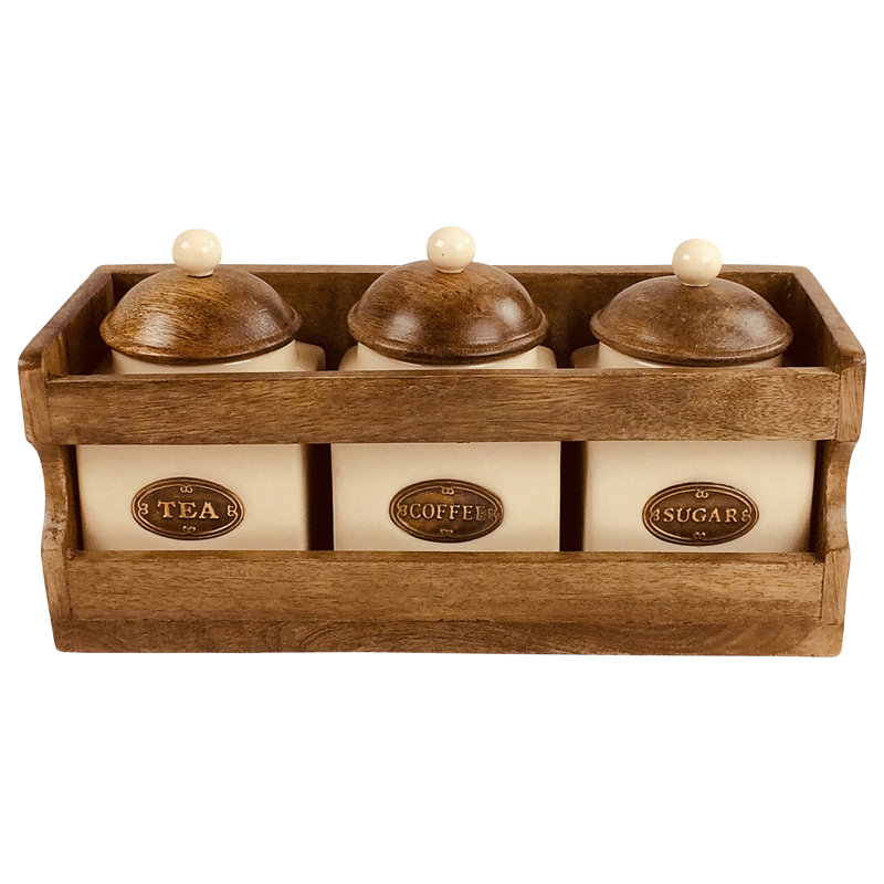 Three Posts 3 Piece Coffee, Tea, & Sugar Jar Set & Reviews ...