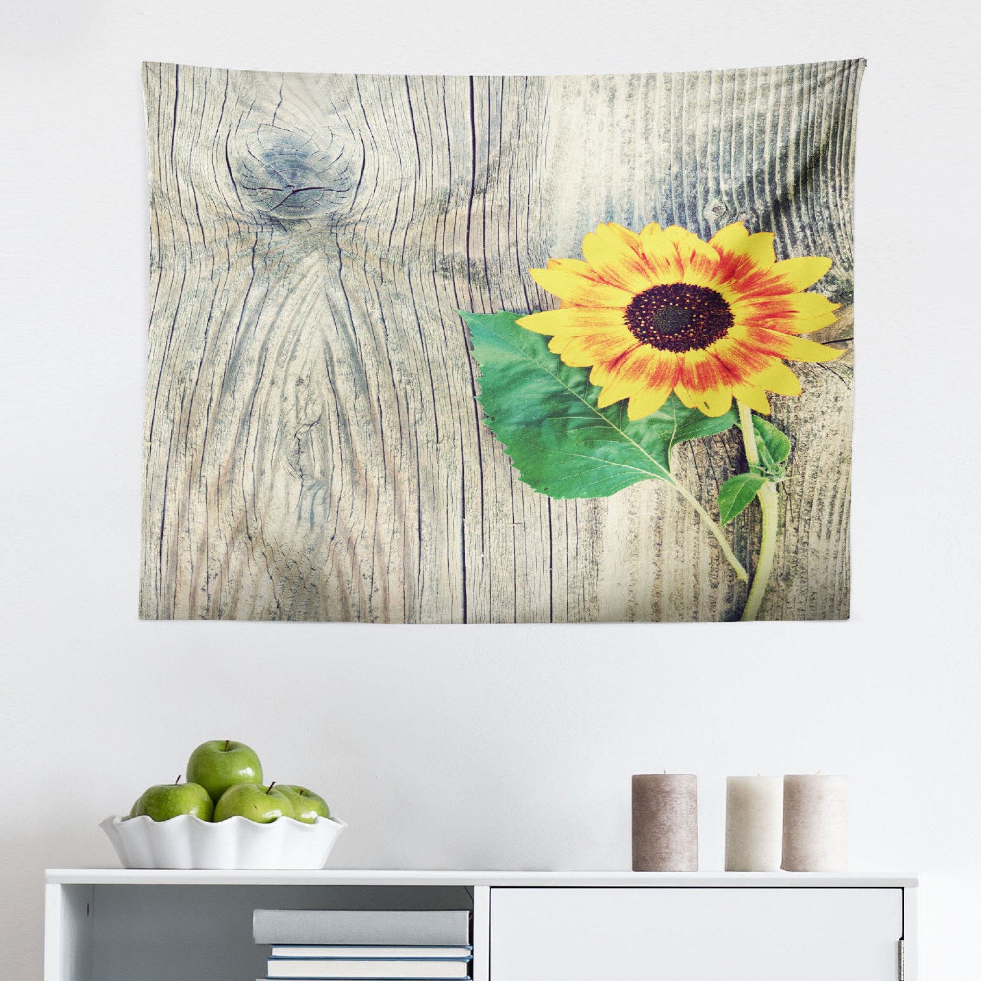 Blooming Sunflower Print Tapestry Room Wall Hanging Art Floral Tapestries Decor