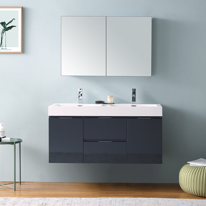 Fresca Senza Valencia 48" Wall Mounted Double Bathroom ...