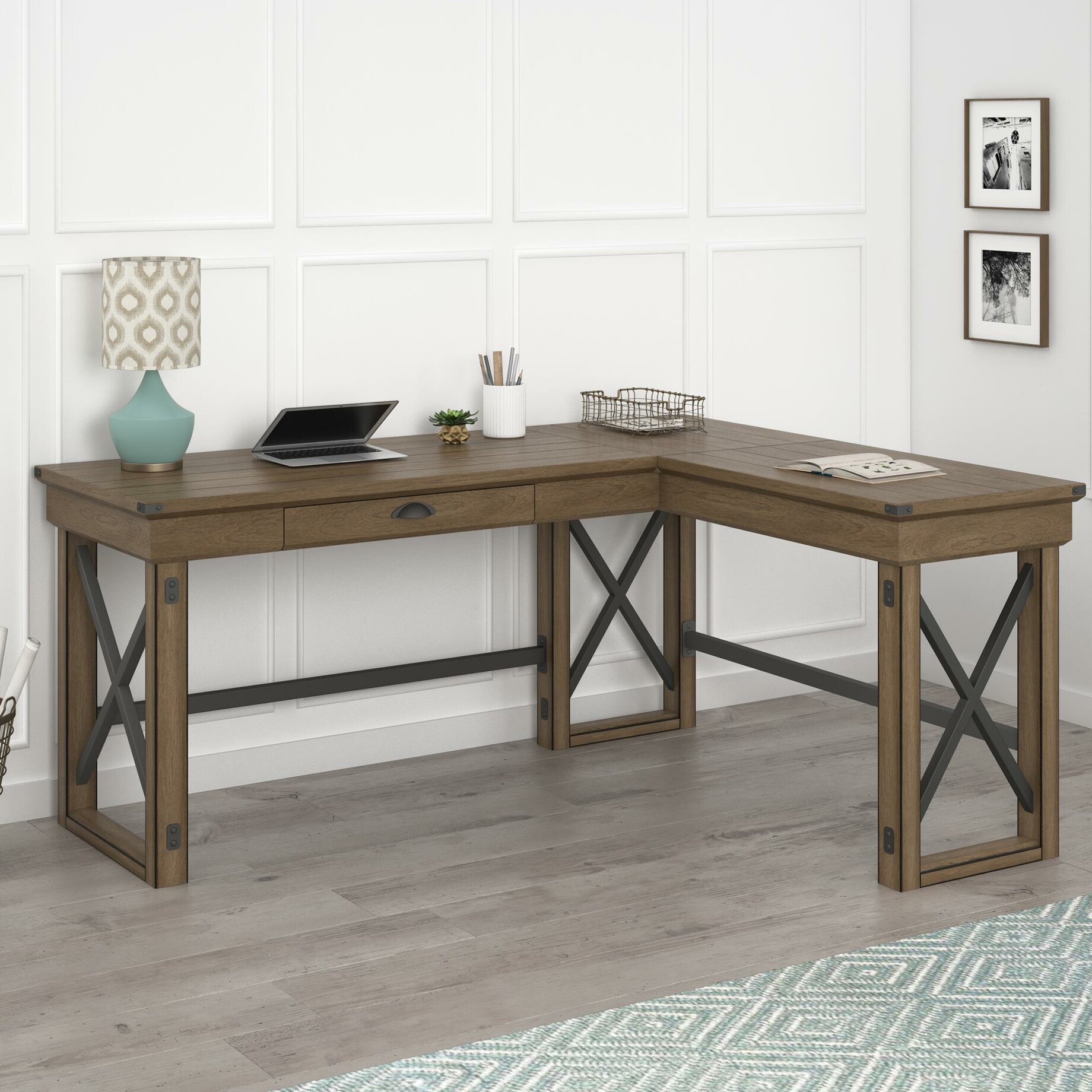 Featured image of post L Shaped Farmhouse Desk With Storage : Allows you to take the advantage of your room corner as the best spot for.