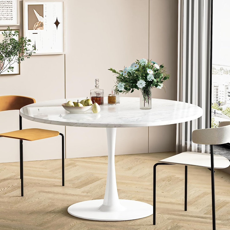 Indars Pedestal Dining Table Size: 42.1" W x 42.1" L, Color: White