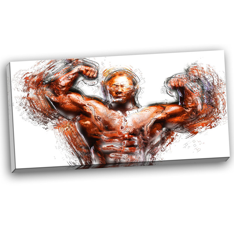 Designart Body Building Lean Out Painting Print On Wrapped Canvas