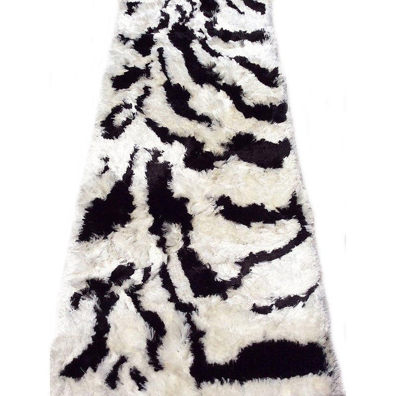 Brayden Studio Runner Nishan Animal Print Handmade Shag Black White Zebra Area Rug Wayfair