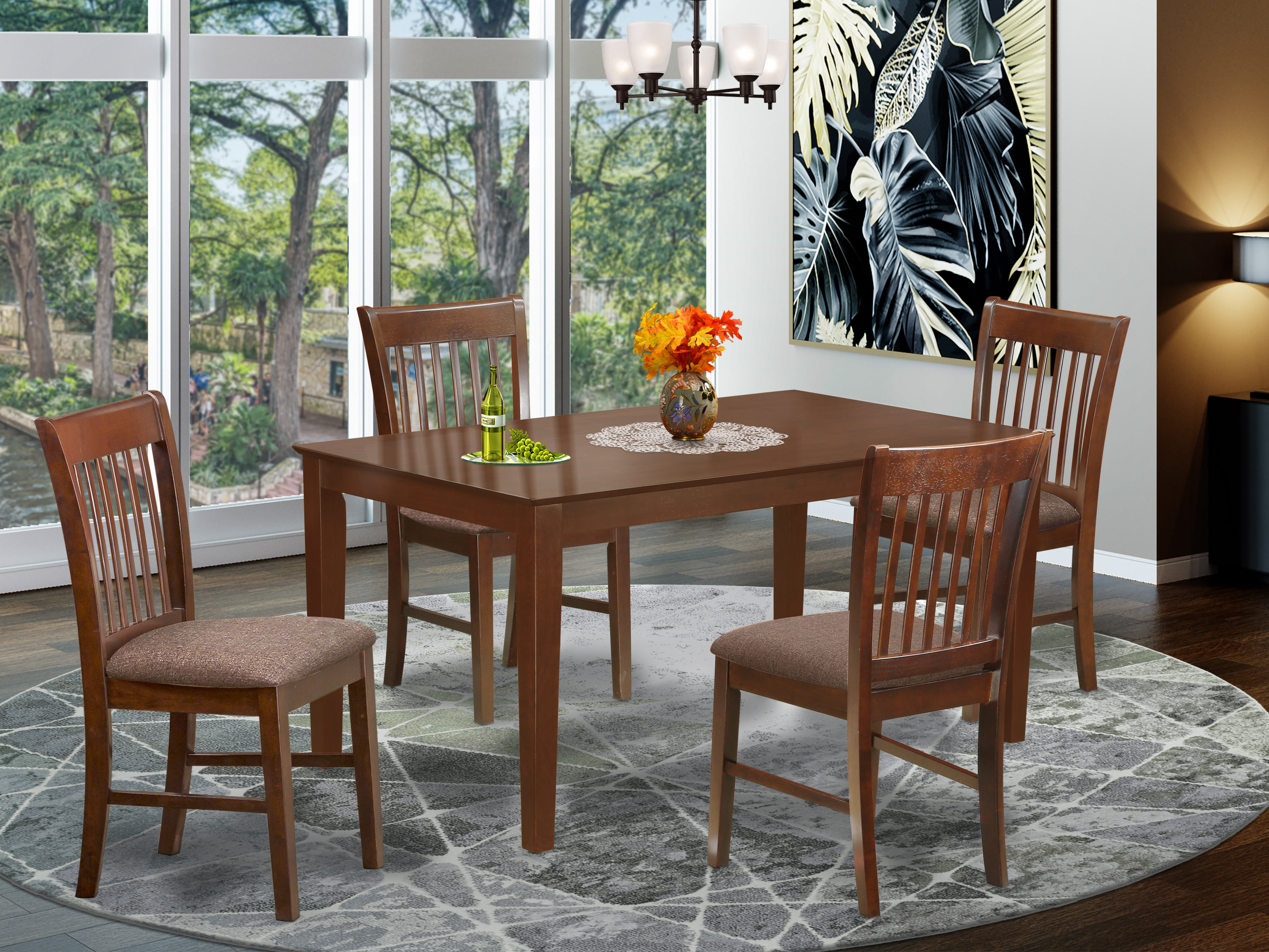 timber dining table with chairs