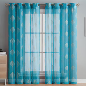 Jennifer Nature/Floral Sheer Grommet Curtain Panels (Set of 2)