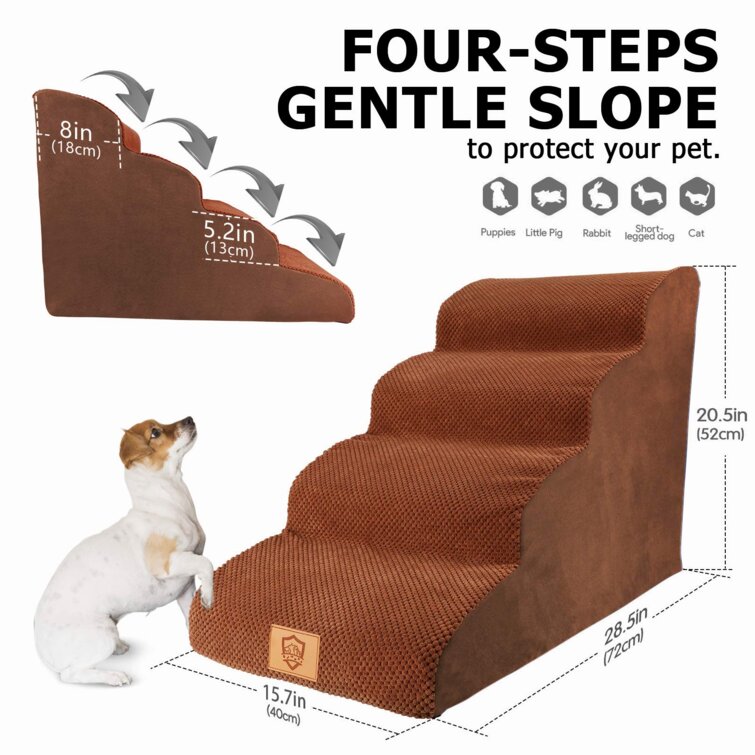 Pet Steps with Washable Cover Soft Foam Dog/Cat Strairs Non-Slip Bottom Puppy Ladders