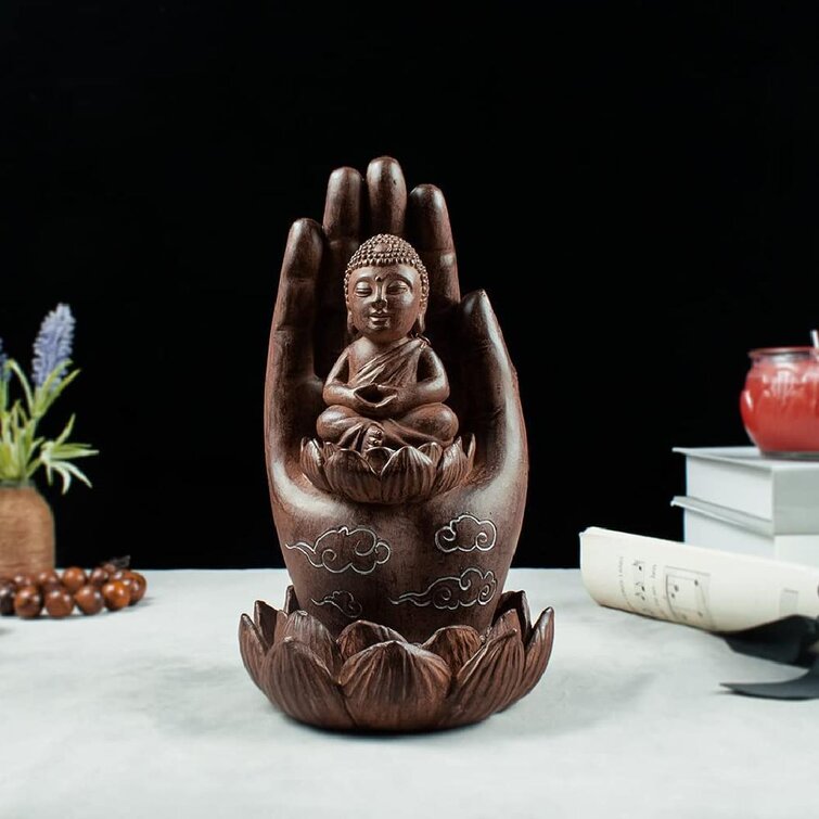 Home DÃcor Buddha Palm Holding Meditation Lotus Petal Votive Holder Zen Craft
