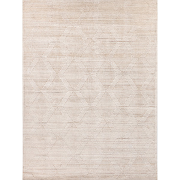 Exquisite Rugs Castelli Geometric Handmade Bamboo Slat Cotton Silk Light Beige Area Rug Wayfair