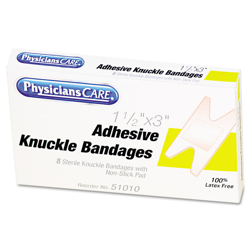 Elastic Knuckle Adhesive Bandages, 4 x 2-1/2 x 5/8, Eight per Box