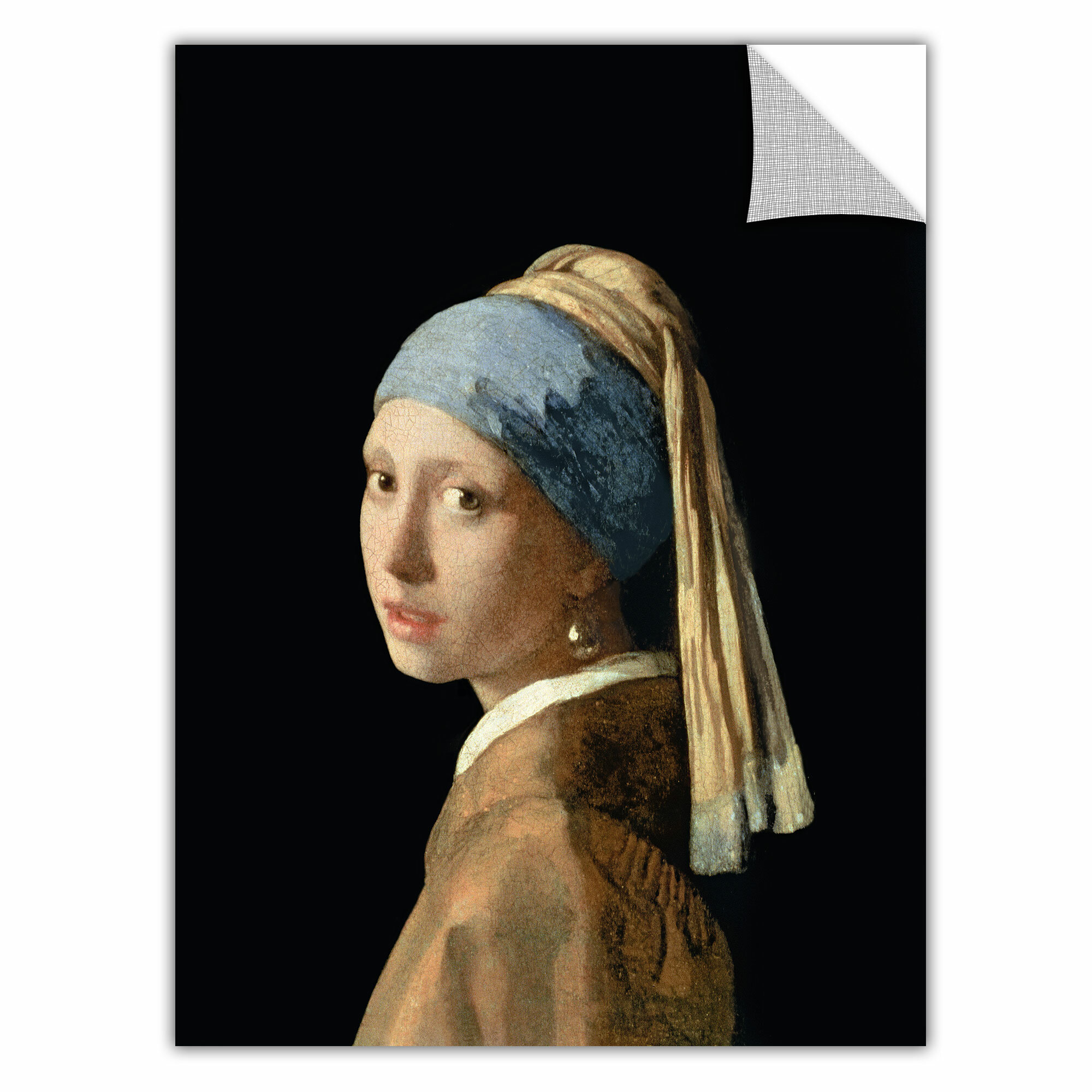 Girl With The Pearl Earring Fabric Novelty Shower Curtain Museum Collection by artist Johannes Vermeer 
