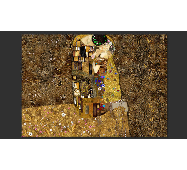 East Urban Home Klimt Inspiration Golden Kiss 2 45m X 350cm Wallpaper Wayfair Co Uk