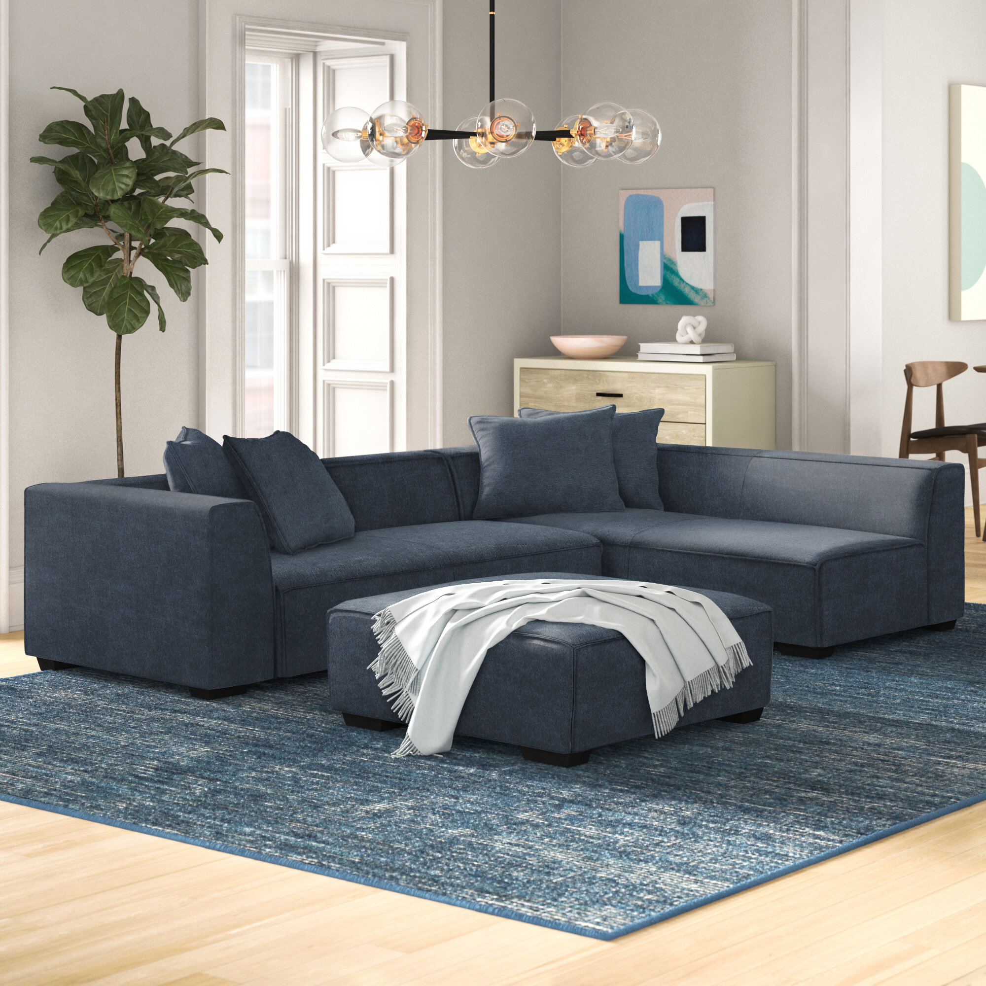 Easton 97.5" Wide Right Hand Facing Corner Sectional with Ottoman