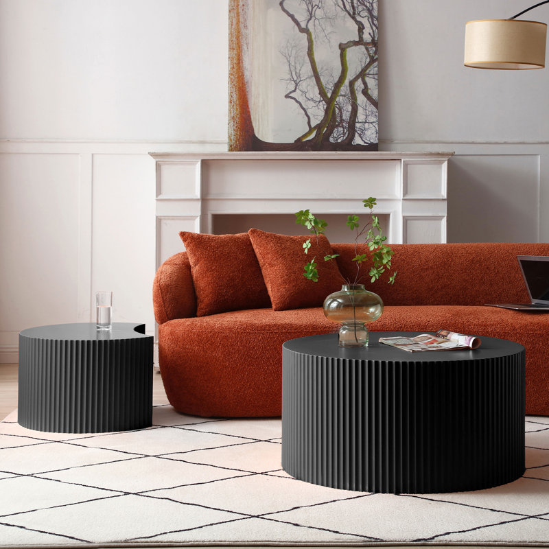 Berneice Drum 2 Nesting Tables Color: Black