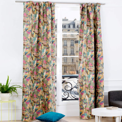 Jungle Birds Wildlife Room Darkening Pinch Pleat Single Curtain