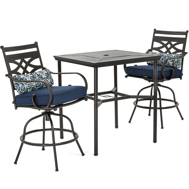 Kautz 3 Piece Bar Height Dining Set with Cushions