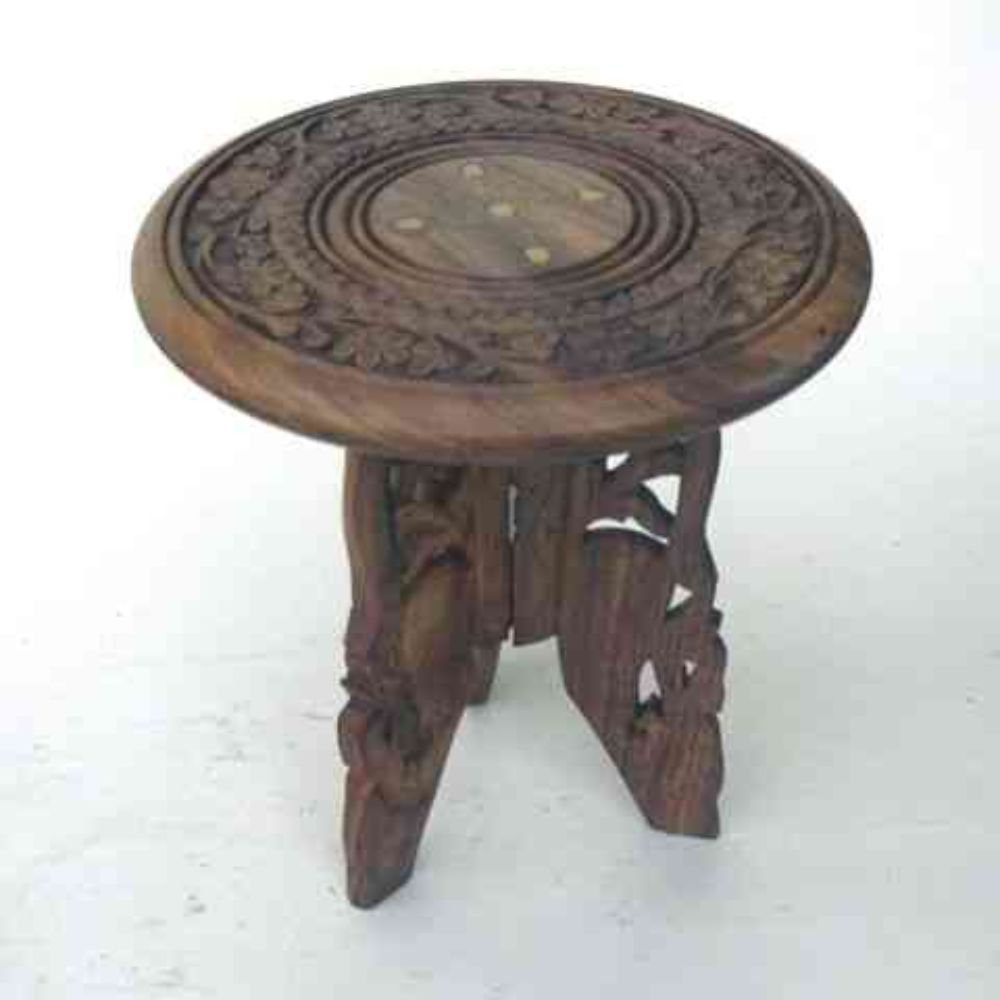 Millwood Pines Thelonius Carved Wooden End Table Wayfair