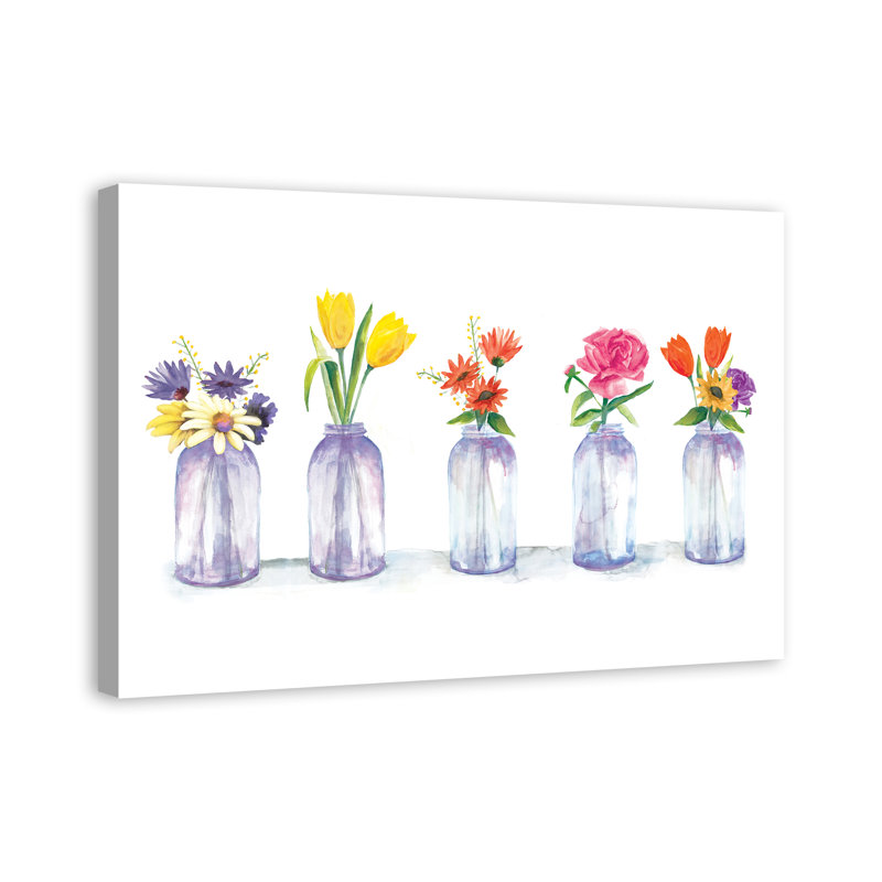 August Grove Painted Flowers In Glass Jars Watercolor Painting Print Reviews Wayfair