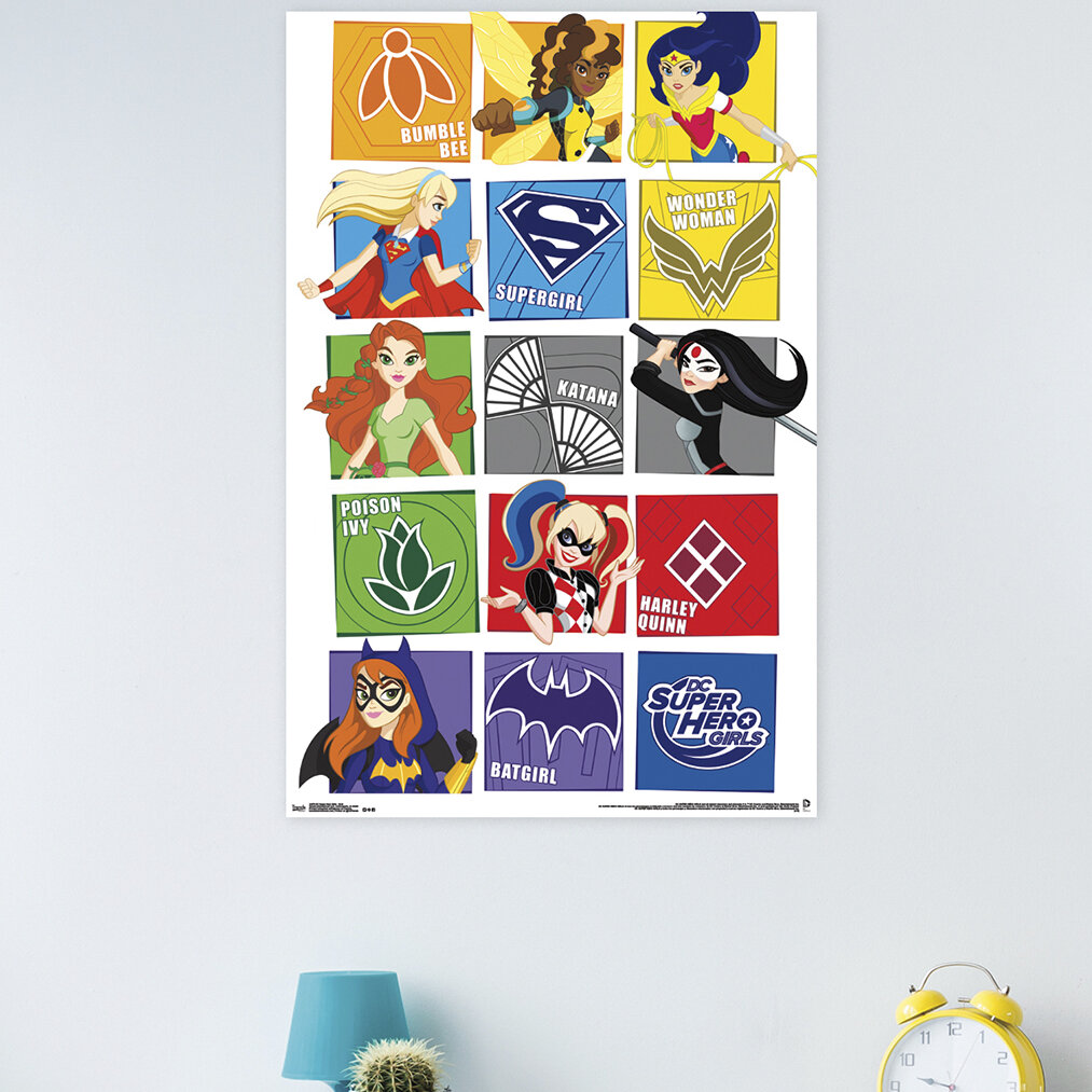 trends international dc super hero girls grid paper print wayfair