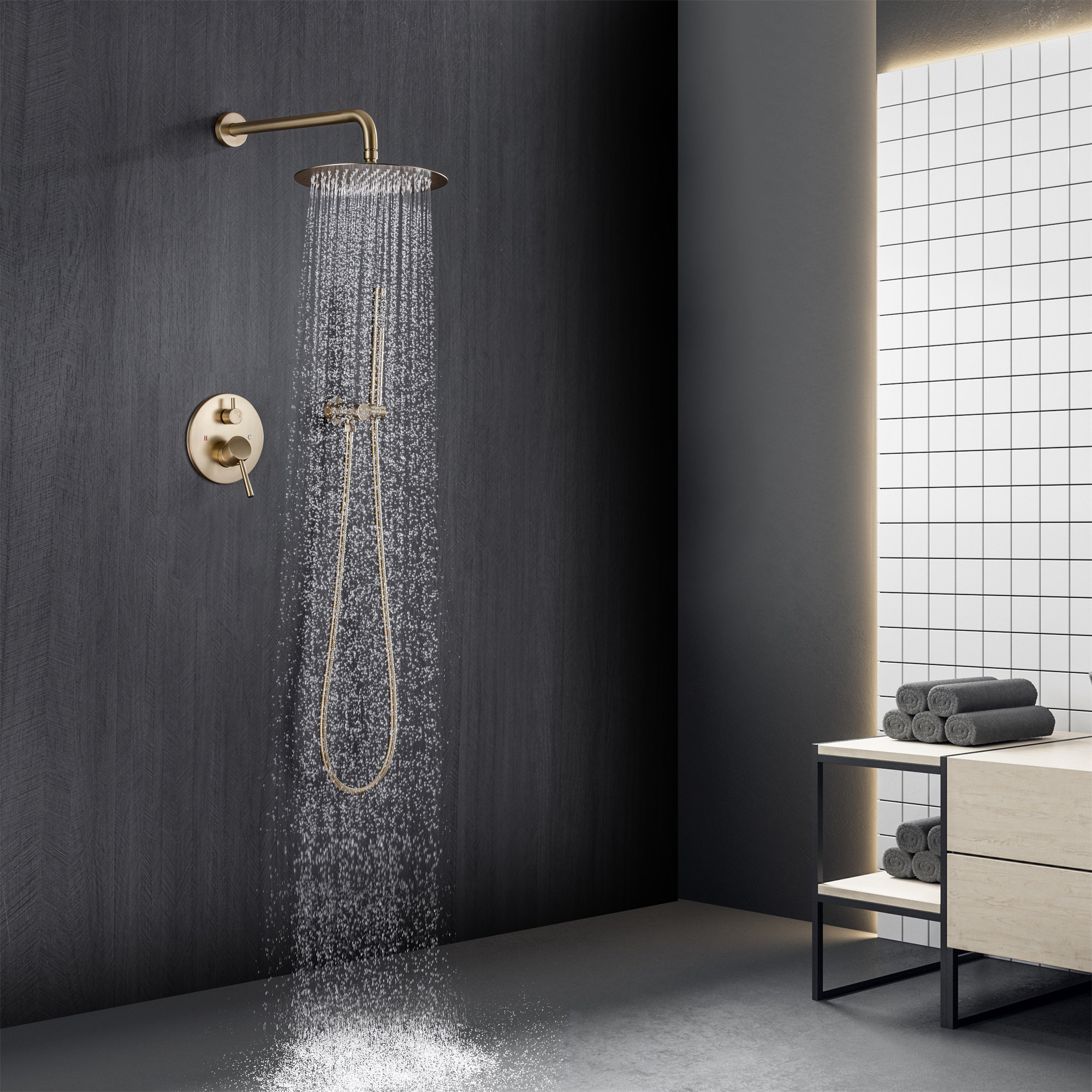 Hose Wand Showerhead Shower Head Shower Head Round Water Saving Hand Shower Set Brass 