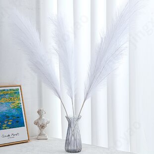 Kitchen Wedding Boho Rustic Decor Pompas Pampa Pompass Grass Cream, Grande Fluffy Extra Large Pampas Grass Artificial Floor Vase Filler for Living Room 4' Tall 3 Stems of Fake Faux Decor 
